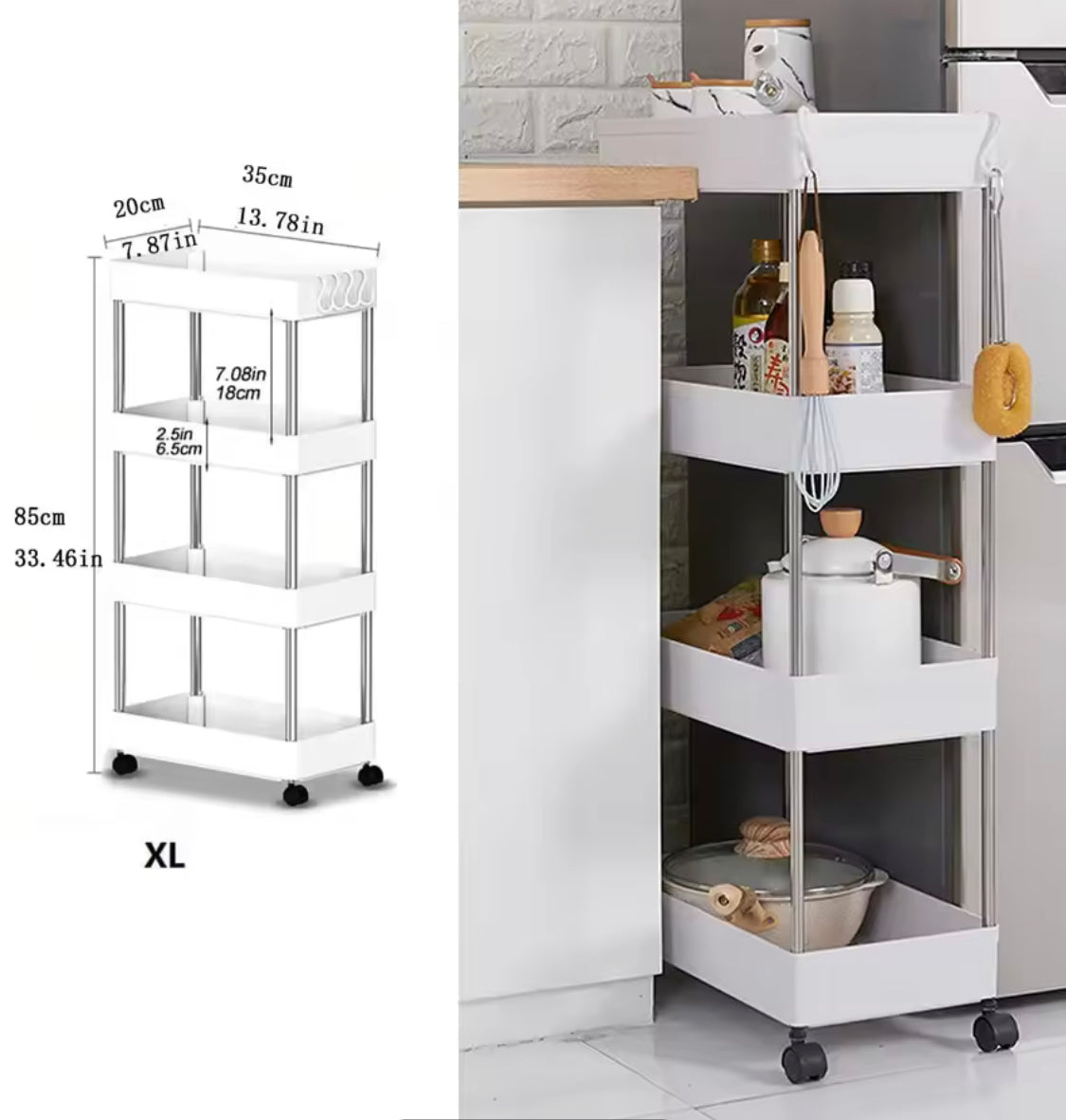 4 Layer Rolling Utility Cart, Bathroom And Kitchen Storage Rack With Wheels, Movable Kitchen Corner Trolling 4 Layer Rolling Utility Cart, Bathroom And Kitchen Storage Rack With Wheels, Movable Kitchen Corner Trolling